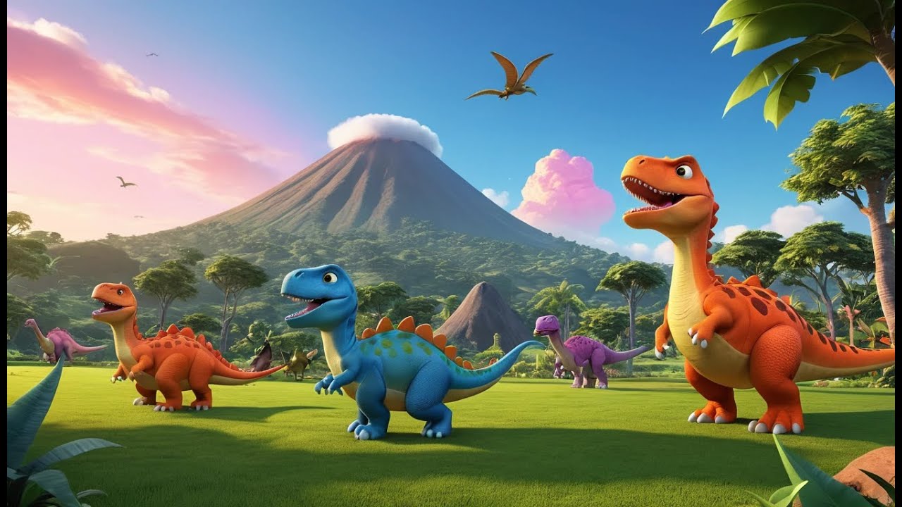 Row Row Your Dinosaur | Jurassic Boat Song for Kids | Prehistoric Adventure Rhyme