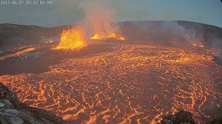 June 7, 2023 — Video of eruption onset in Halemaʻumaʻu