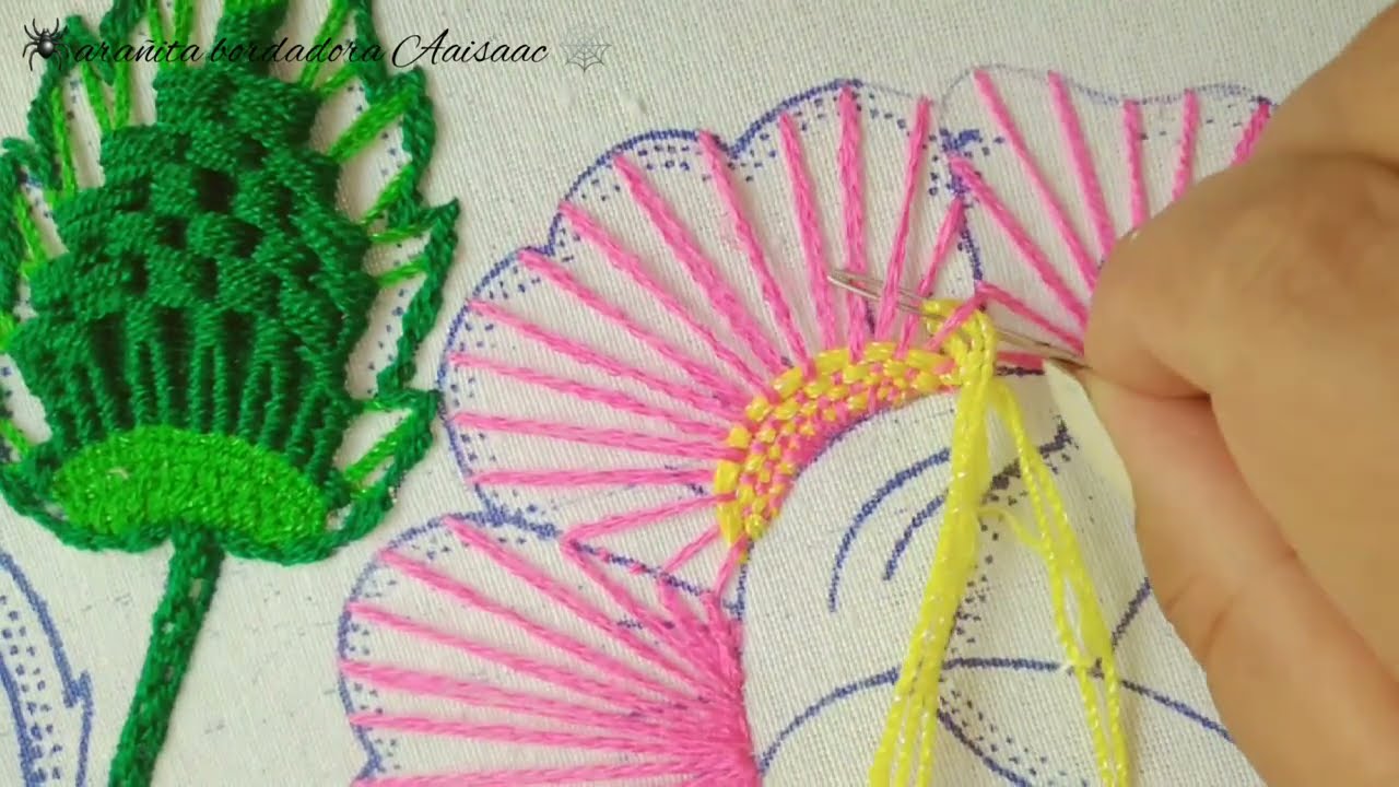 BORDADO FANTASÍA DE RELLENO PARA ROSAS GRANDES/ PUNTADA HERMOSA 💖PARA FLORES Y HOJAS