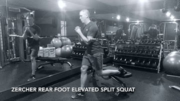 Zercher Rear Foot Elevated Split Squat - Upside Strength Exercise Library