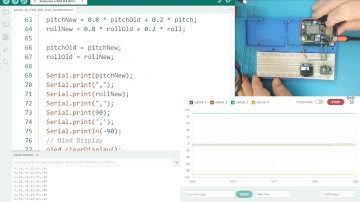 Arduino Uno R4 WiFi, using the Accelerometer to measure Pitch and Roll.