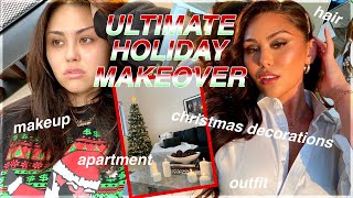 0-100 ULTIMATE HOLIDAY MAKEOVER *Christmas Decorate with Me, Holiday Makeup, Outfit & Hair*