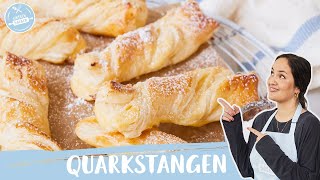 Thumbnail for Quarkstangen 🤩 | Schnelle Quark-Vanillestangen aus Blätterteig | Einfach Backen