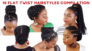 10 Quick Flat Twist Hairstyles | Flat Twist Compilation | Natural Hair Hairstyles