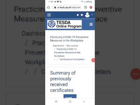 TESDA Online Program (Practicing COVID-19 Preventive Measures in the Workplace)
