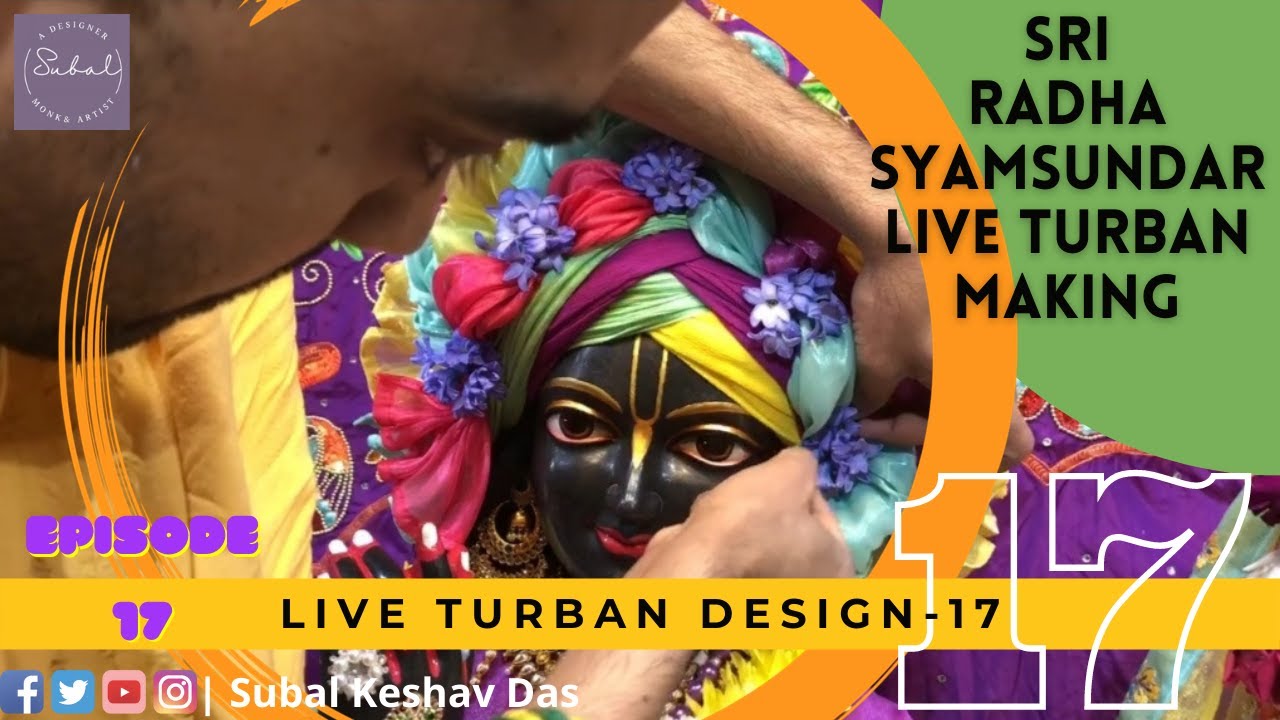 Radha Syamsundar Live Turban Tutorial-17 | Turban Making, ISKCON, Central New Jersey, Deity Dressing