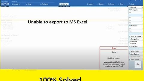 Unable to export tally data to MS Excel