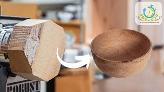 木工旋盤でスープボウルを削り出す - 5min Woodturning