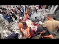 Search For Survivors In Rubble Of Jabaliya Building Destroyed In Israeli Airstrike 