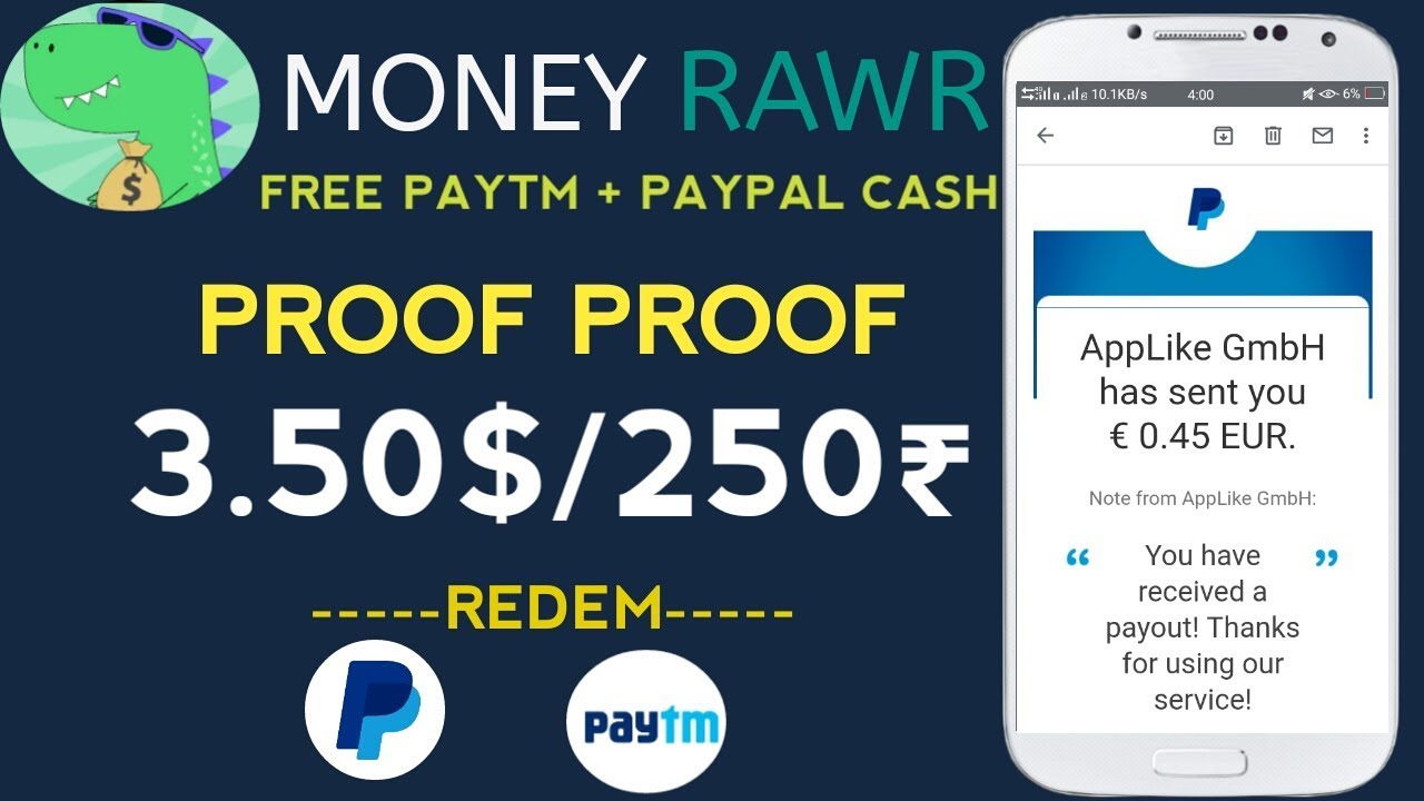 Money Rawr App Loot Get👉35₹/ Paypal + Paytm + Amazon