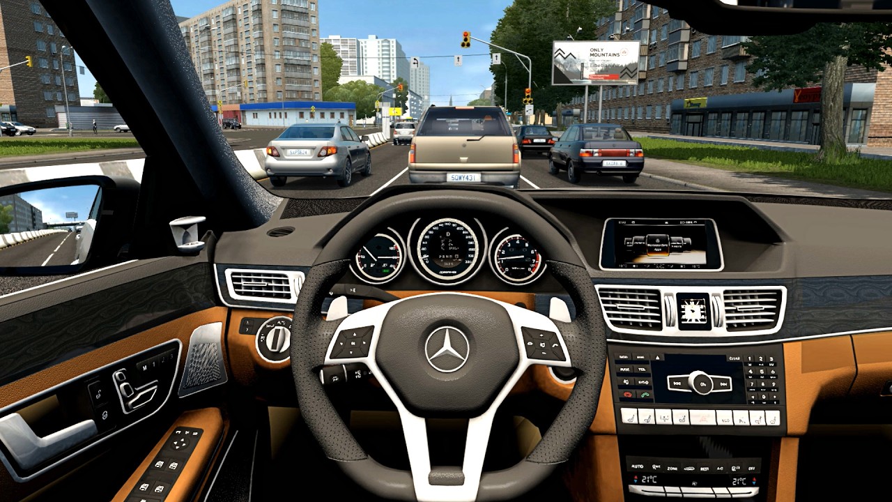 Mercedes Benz E63 W212 2015 - City Car Driving [Steering Wheel Game Play]
