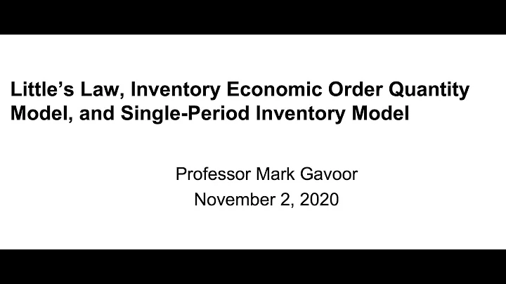 Little’s Law, Inventory Economic Order Quantity Model, and Single-Period Inventory Model