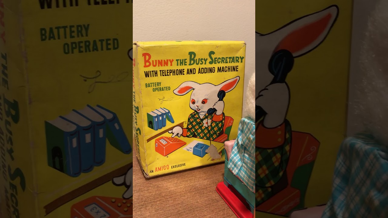 Bunny the Busy Secretary with telephone and adding machine battery operated