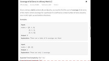 Coverage of all Zeros in a Binary Matrix || Geeksforgeeks POTD solved java || in hindi