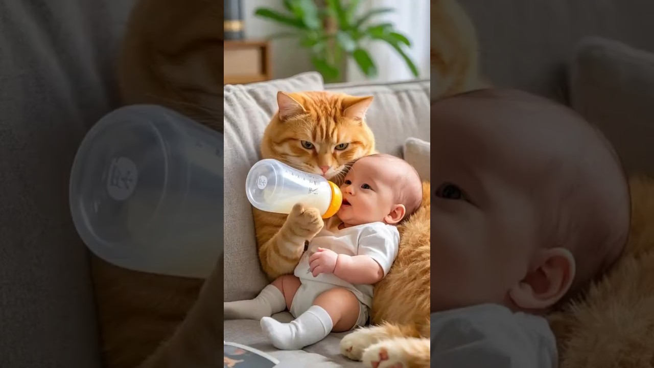 Kitten Cares for Baby 🍼 | Adorable Full-Time Cat Mom!
