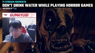 Dont Drink Water While Playing Horror Games Save Gumayusi T1 Funny Moments