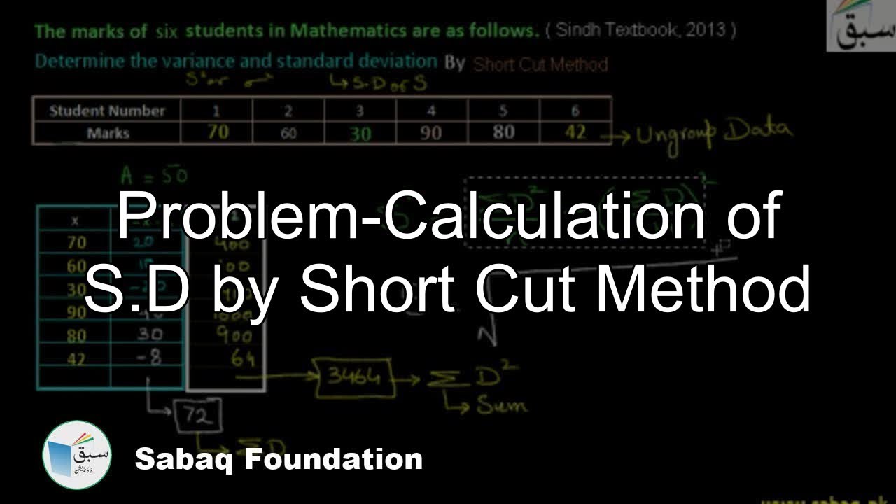 Problem-Calculation of S.D by Short Cut Method, Math Lecture | Sabaq.pk ...
