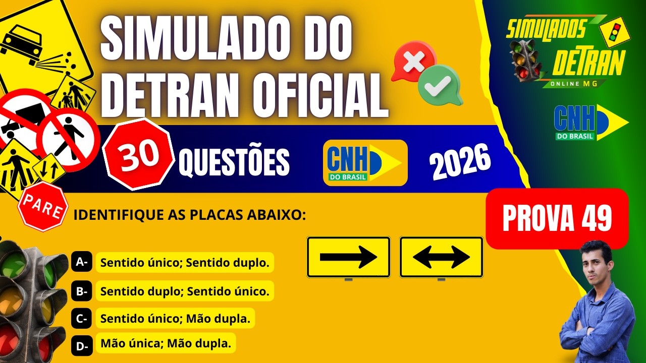 CNH DO BRASIL: Simulado Detran 2026 — Questões que mais caem na Prova! Teste se você passaria hoje!!