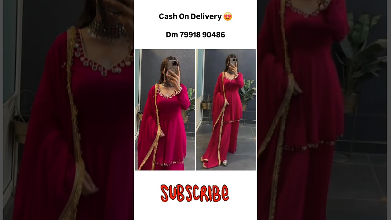 Rose Pink 🌹 Plain Sharara with Short Dress | Mirror Lace Border 😍✨️ 