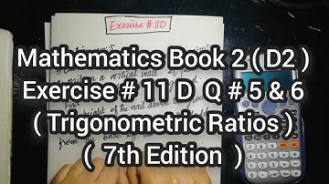 Mathematics Book 2 (D2) |  7th Edition | Exercise # 11 D | Q # 5 & 6 | Ifra Syed | in Urdu\Hindi