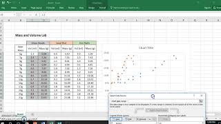 Instructions to complete Mass vs. volume graph