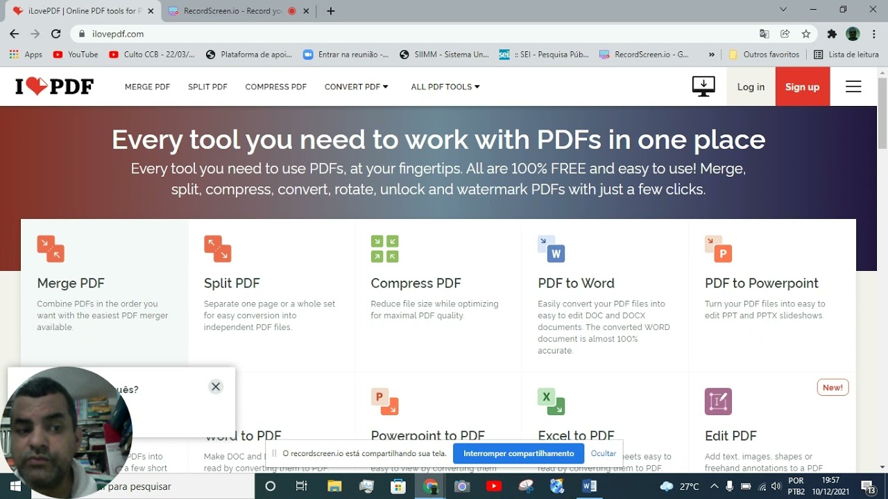 ILOVEPDF = juntar, separar, comprimir, converter pdf para outros
