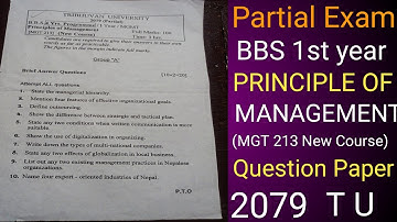#bbs l #principles of #management (MGT 213 New Course) #partial exam #tu 2079