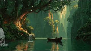 Enchanted Waterfall Forest ✨ Relaxing Fantasy Music, River Sounds & Magical Fireflies Ambience screenshot 3