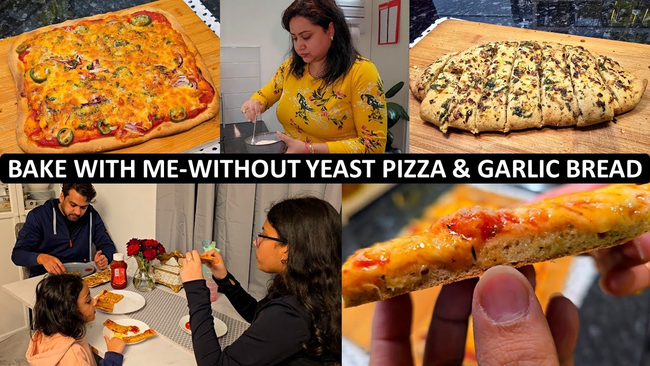 Special Dinner Routine | No Yeast Pizza & Domino's Style Garlic Bread | Step by Step Pizza Recipe