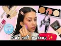 Pink soft makeup look  pink nude makeup  pink aesthetic makeup dewy makeup makeup hacks