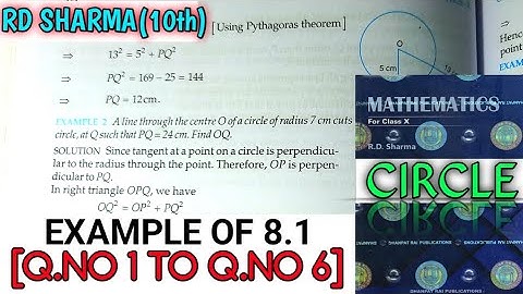 RD SHARMA CLASS 10 CIRCLE EXAMPLE OF EX-8.1[Q.NO-1 TO 6] MATH FEAR | CHAPTER 8 |CBSE
