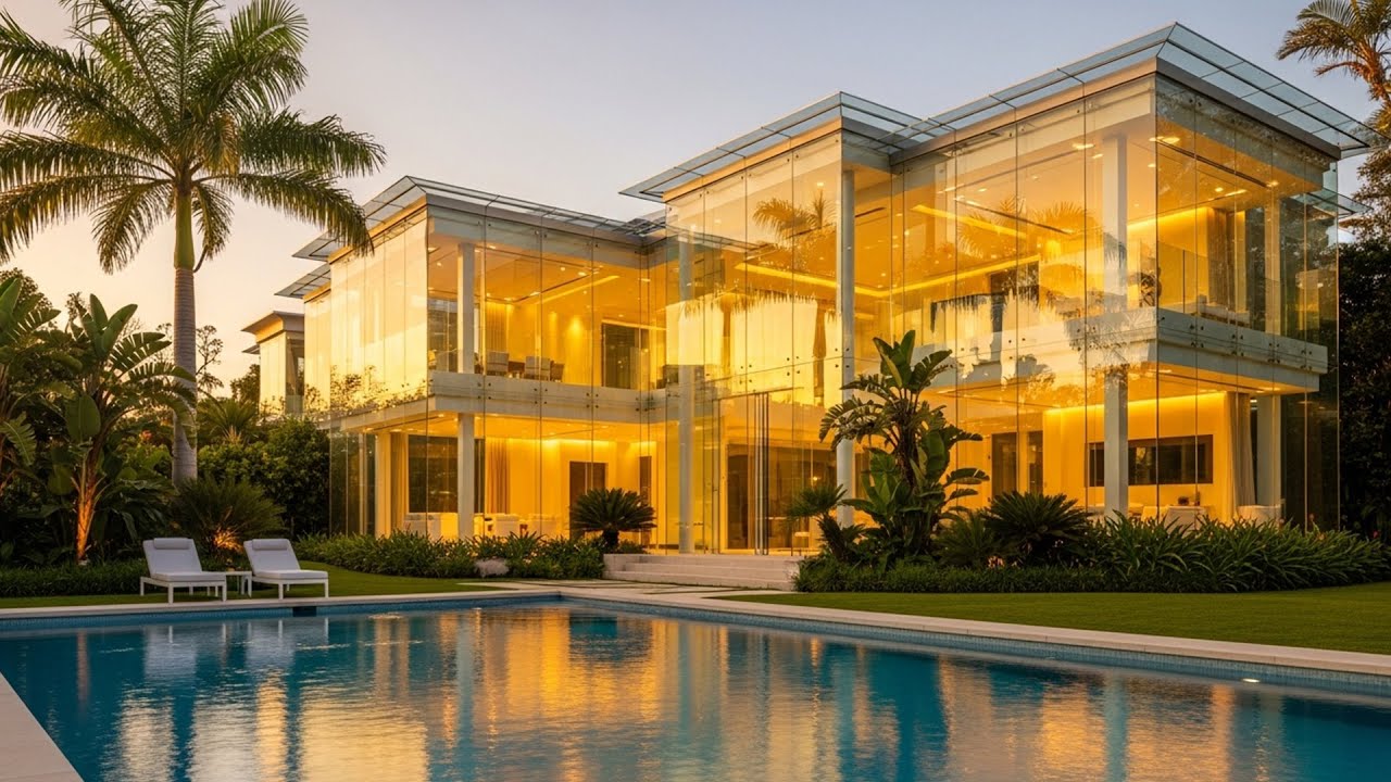 Crystal Luxury Mansion | Glass Walls & Futuristic Design"