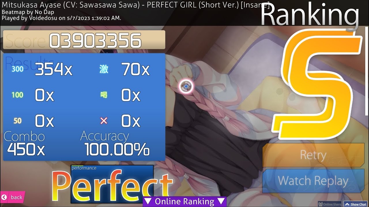 Mitsukasa Ayase - PERFECT GIRL (Short Ver ) [Insane] No-mod SS [4/3.83*, 93pp]