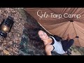 Solo tarp camp  simple leanto trying a down blanket  showing my baps wild camping uk