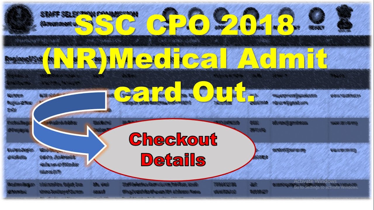 SSC CPO 2018 medical Admitcard out (Northern Region) | Reschedule of DME CPO 2018
