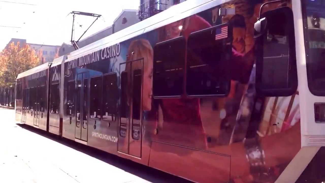 Trimet MAX train green line approaching Union Station YouTube