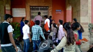 ABVP Nagpur Protest against Parking Fees with bycycle in vice chancellor chembers