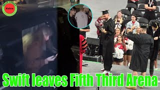 OMG! Taylor Swift & Travis Kelce LEAVES the New Heights podcast livestream at Fifth Third Arena