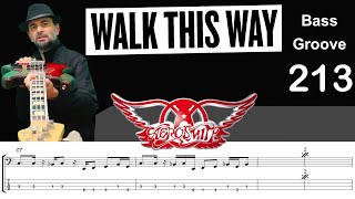 WALK THIS WAY (Aerosmith) How to Play Bass Groove Cover with Score & Tab Lesson