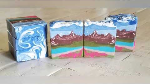 January 2020  Soap Challenge Club Landscape Cold Process Soap / Soap making and cutting