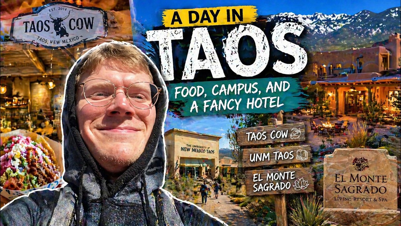 YouTube thumbnail for A Day in Taos: Cheap Eats to Luxury Hotels (Local Vlog)