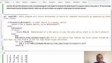 recursively program determinant in SageMath