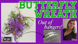 Butterfly Wreath Dollar Tree DIY | Spring & Summer Wreath | Repurpose hangers & pool noodle!