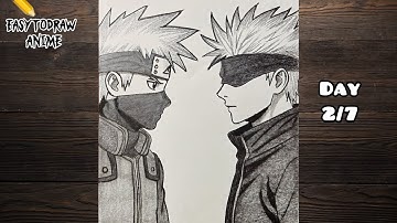 How to Draw Kakashi vs Gojo || Easy Anime Crossover Art || Drawing Tutorial Step-by-Step