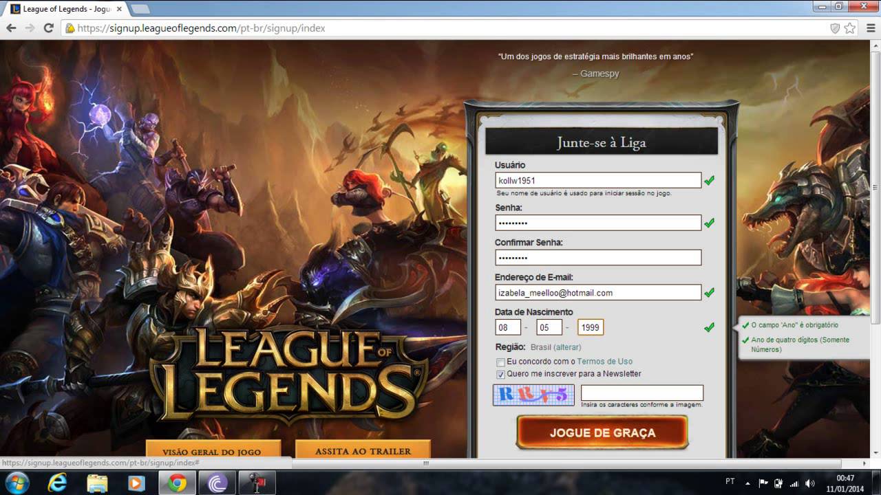 Criar conta no league of legends Criar conta no league of legends