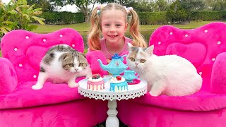 Nastya and a tea party for her kittens
