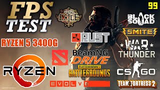 RYZEN 5 3400G (Radeon RX Vega 11) FPS TEST in 11 GAMES 1080p (REAL FPS)