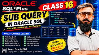 Full Class 16 - Sub Querry in Oracle SQL Plus | Nested Queries Explained with Examples in Hindi /urdu Update