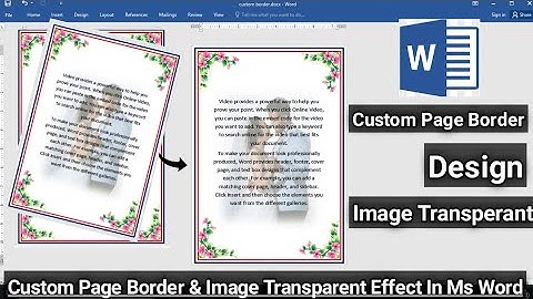 How To Make Own Custom Page Border Design & Image Transparent In Ms Word | Words Tips And Tricks