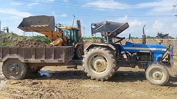 Powertrac ❤️439 And Mahindra Yuvo 475 Di Loading Mud Jcb 3dx Backhoe Loader ||  Jcb Tractor Trolley 